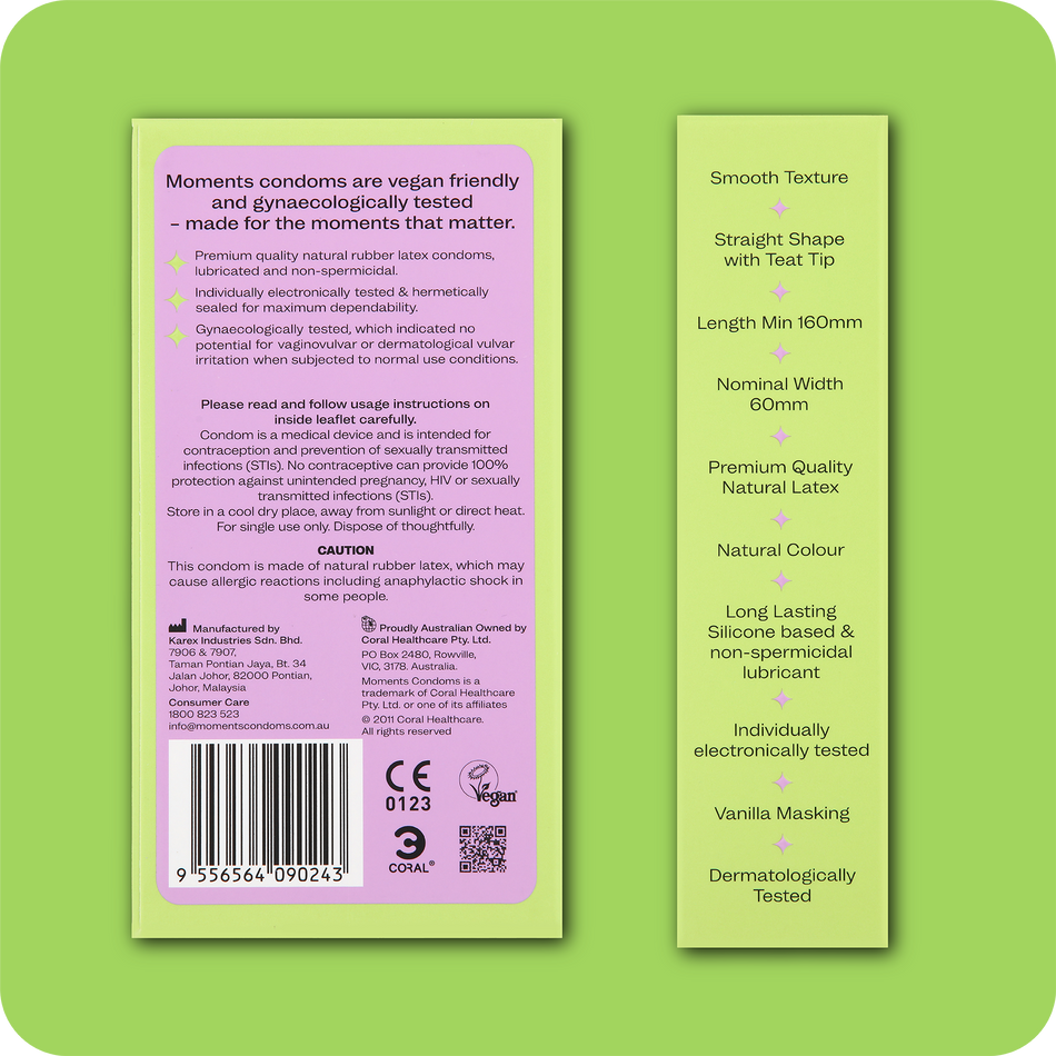 Barcode detail on Moments Ultra Thin Extra Large condom packaging