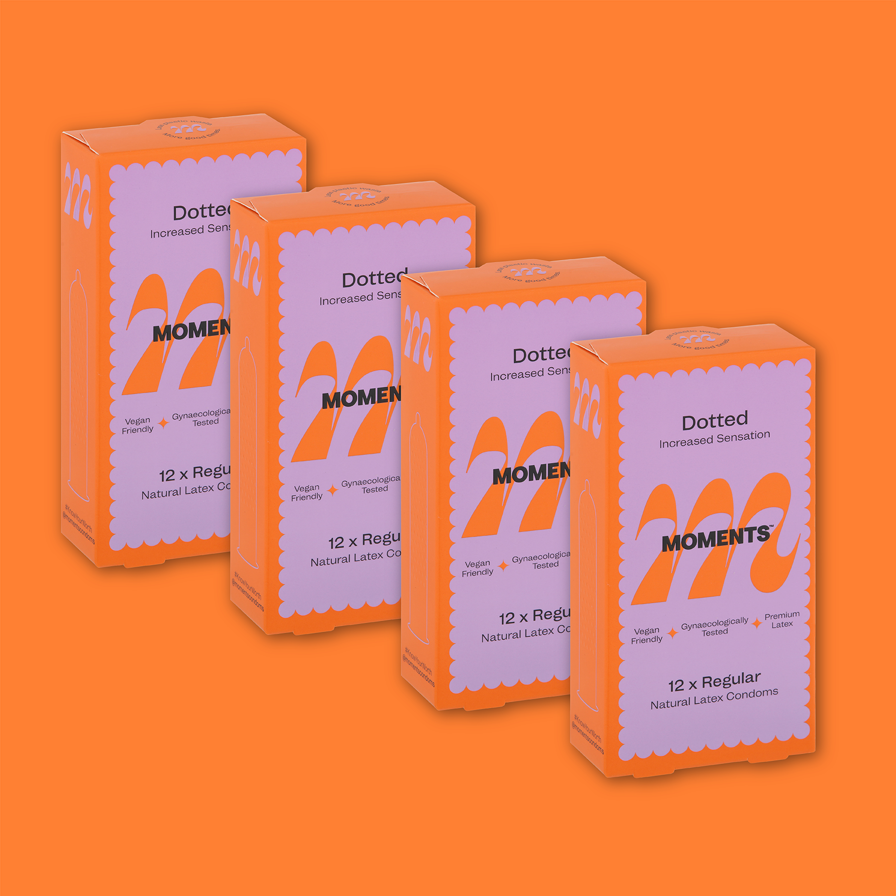 Moments Dotted condom pack in orange colour